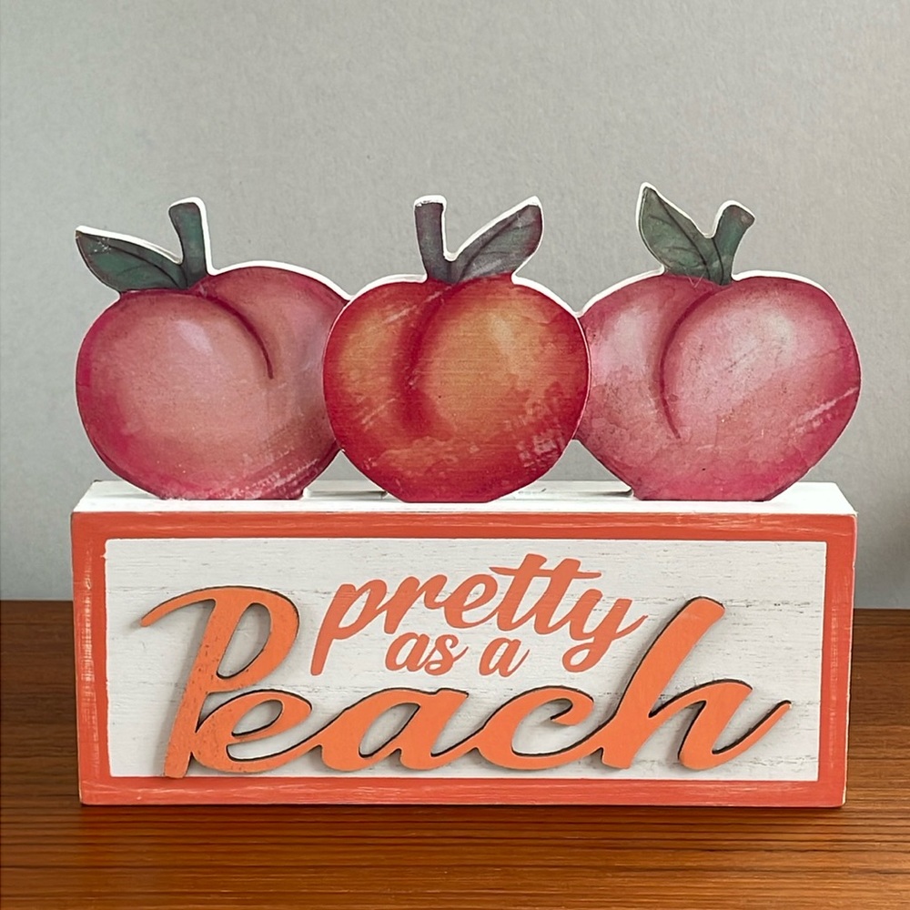 Pretty as a Peach Wood Tabletop Decorative Home Decor